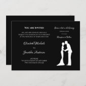 Eenvoudige bruiloft zwart en witte bruid en bruin kaart (Voorkant / Achterkant)