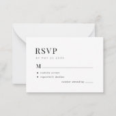 Eenvoudige bruiloft zwart-wit budget RSVP Notitiekaartje (Voorkant)