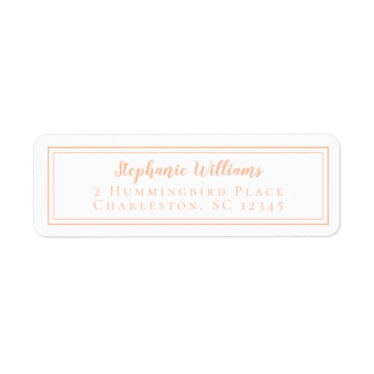 Eenvoudige Bruiloften RSVP Retouradres Peach White Etiket (Voorkant)