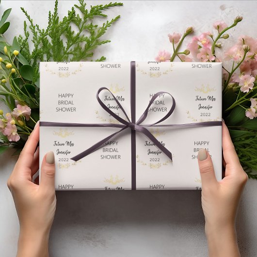 Eenvoudige Bruiloftsfeest Naam/Datum Cadeaupapier