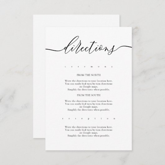 Eenvoudige bruiloftsrichting informatiekaartje (Voorkant / Achterkant)