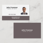 Eenvoudige Bruin en Witte Fotoverzekeringsagent Visitekaartje (Voorkant / Achterkant)