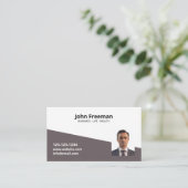 Eenvoudige bruin-wit foto sjabloon verzekering visitekaartje (Staand voorkant)