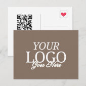 Eenvoudige bruine Bedrijf Logo met QR Code Busines Briefkaart (Voorkant / Achterkant)