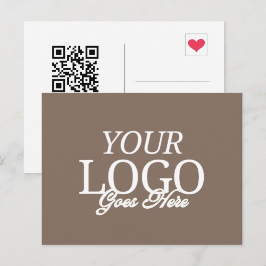 Eenvoudige bruine Bedrijf Logo met QR Code Busines Briefkaart (Voorkant / Achterkant)