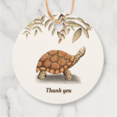 Eenvoudige bruine botanische schildpad Dank je wel Bedankjes Labels (Voorkant)