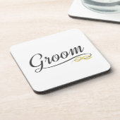 Eenvoudige bruine bruiloft kalligrafie | ONDERZETT Bier Onderzetter (Linkerzijde)