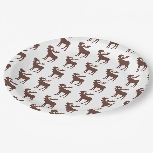 Eenvoudige bruine elanden patroon papier borden papieren bordje (Gekanteld)