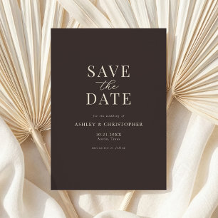 Eenvoudige Bruine Elegante Foto Bruiloft Save the Date