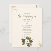 Eenvoudige bruine en crème bloemenbruiloft briefkaart (Voorkant / Achterkant)