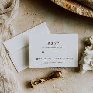 Eenvoudige Bruine en Witte Minimalistische RSVP Kaartje