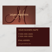 Eenvoudige bruine fade aangepaste monogram kaarten visitekaartje (Voorkant / Achterkant)