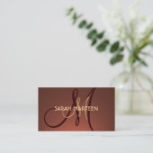 Eenvoudige bruine fade aangepaste monogram kaarten visitekaartje (Staand voorkant)