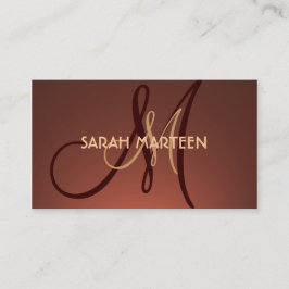 Eenvoudige bruine fade aangepaste monogram kaarten visitekaartje