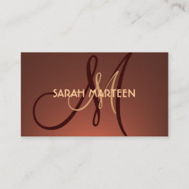 Eenvoudige bruine fade aangepaste monogram kaarten visitekaartje