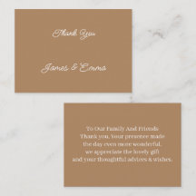 Eenvoudige bruine Gepersonaliseerd bruiloft Dank u