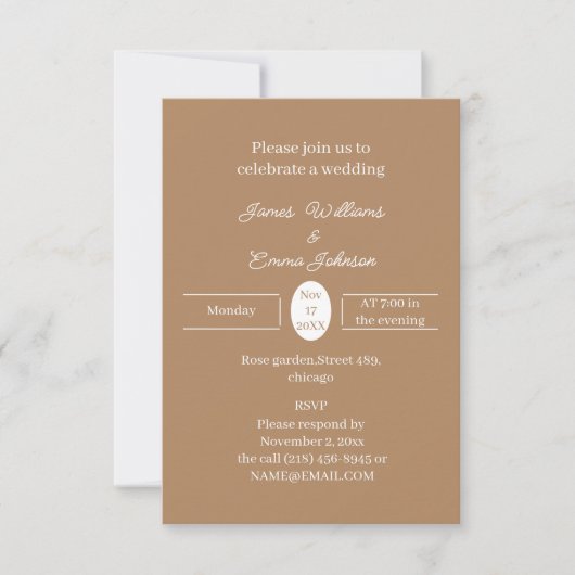 Eenvoudige Bruine Gepersonaliseerde Huwelijksuitno Save The Date (Voorkant)