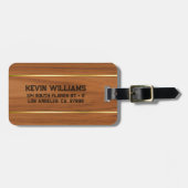 Eenvoudige bruine houten textuur bagagelabel (Voorkant horizontaal)