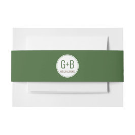 Eenvoudige bruine initialen bruiloft uitnodigingen wikkel