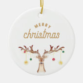 Eenvoudige bruine kerstfoto voor esthetische rendi keramisch ornament (Voorkant)