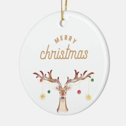 Eenvoudige bruine kerstfoto voor esthetische rendi keramisch ornament (Links)