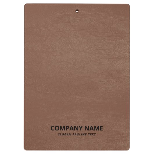Eenvoudige bruine  lederen zwarte aangepaste tekst klembord (Achterkant)
