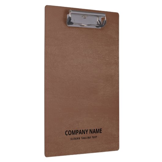 Eenvoudige bruine  lederen zwarte aangepaste tekst klembord (Rechts)
