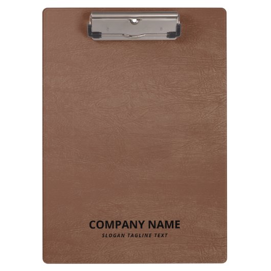 Eenvoudige bruine  lederen zwarte aangepaste tekst klembord (Voorkant)