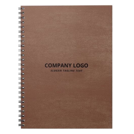 Eenvoudige bruine  lederen zwarte aangepaste tekst notitieboek (Voorkant)