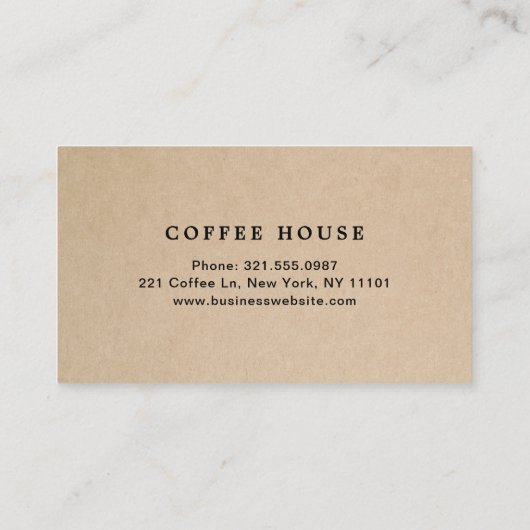 Eenvoudige bruine moderne koffie visitekaartje (Achterkant)