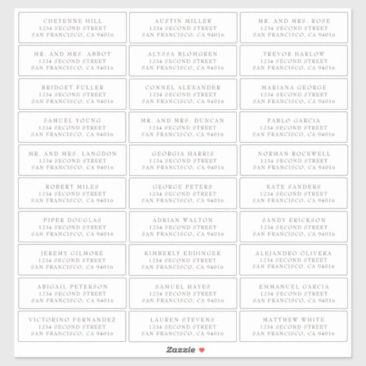 Eenvoudige bruine Serif Wedding Guest Adresetikett Sticker (Vel)