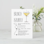 Eenvoudige Brunch En Bruisende Script Uitnodiging (Staand voorkant)