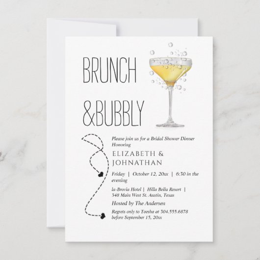 Eenvoudige Brunch En Bubbel Script Uitnodiging (Voorkant)