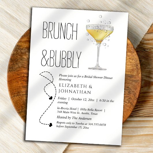 Eenvoudige Brunch En Bubbel Script Uitnodiging