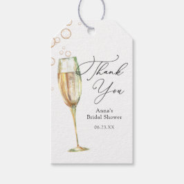 Eenvoudige bubble champagne dank u Vrijgezellenfee Cadeaulabel