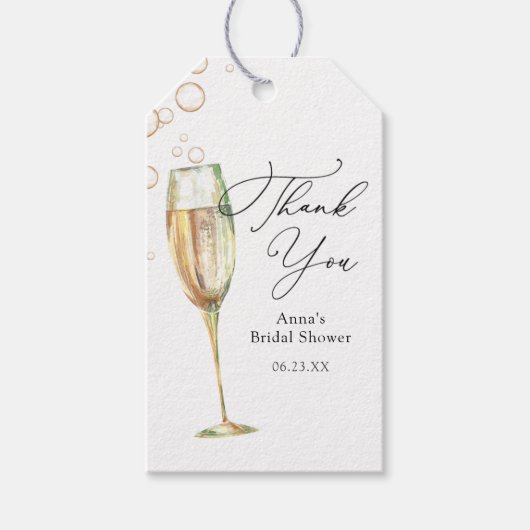 Eenvoudige bubble champagne dank u Vrijgezellenfee Cadeaulabel (Voorkant)