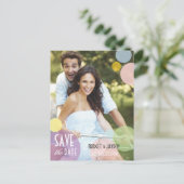 Eenvoudige Bubbles Photo Weddenschap Save the Date Aankondigingskaart (Staand voorkant)