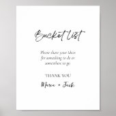 Eenvoudige Bucket List Wedding Vrijgezellenfeest S Poster (Voorkant)