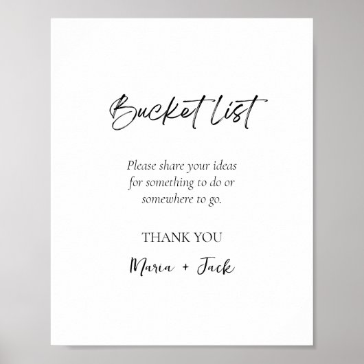 Eenvoudige Bucket List Wedding Vrijgezellenfeest S Poster (Voorkant)