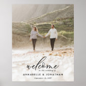 Eenvoudige budget bruiloft foto welkom eucalyptus poster (Voorkant)