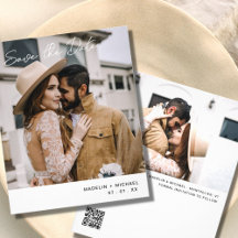 Eenvoudige budget bruiloft save the date QR-code f