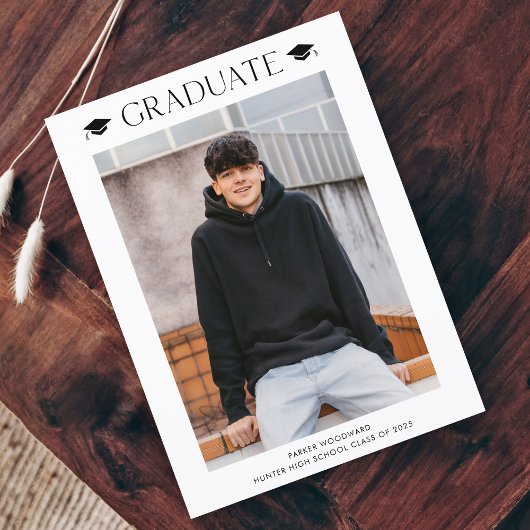 Eenvoudige Budget Foto Afstuderen Uitnodiging