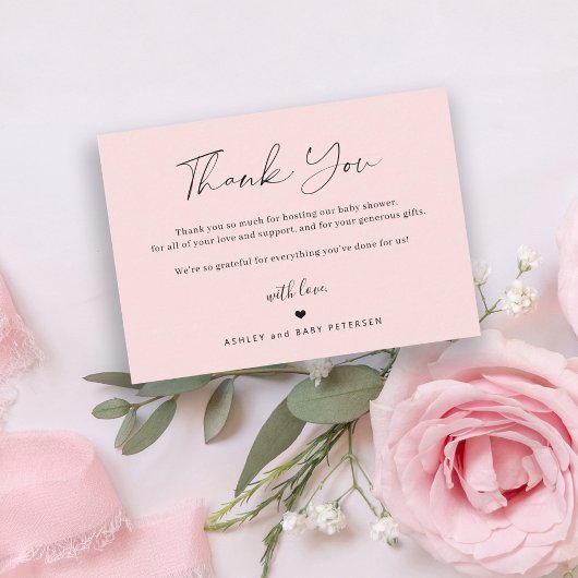 Eenvoudige budget script babyshower bedankt notitiekaartje