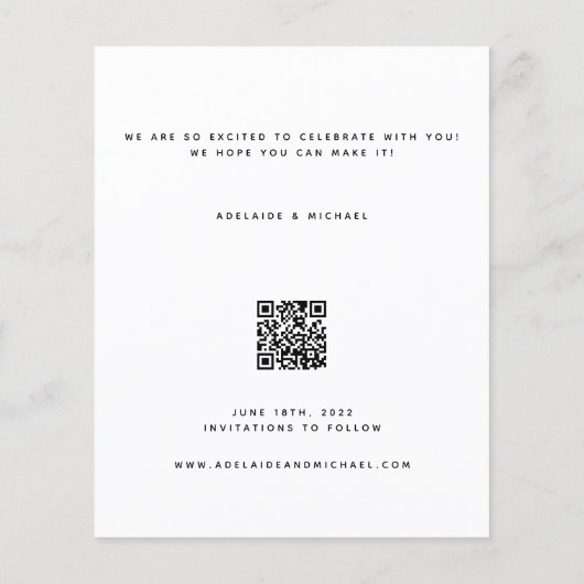 Eenvoudige budgetfoto slaat de datum-QR-code op Flyer (Achterkant)