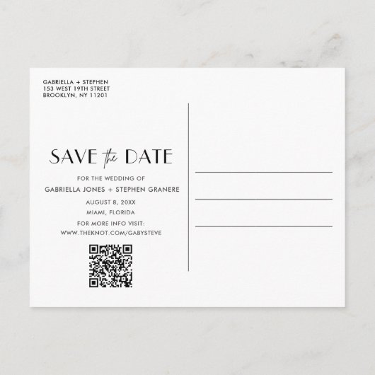 Eenvoudige budgetfoto Weddenschap Save the Date Aankondigingskaart (Achterkant)