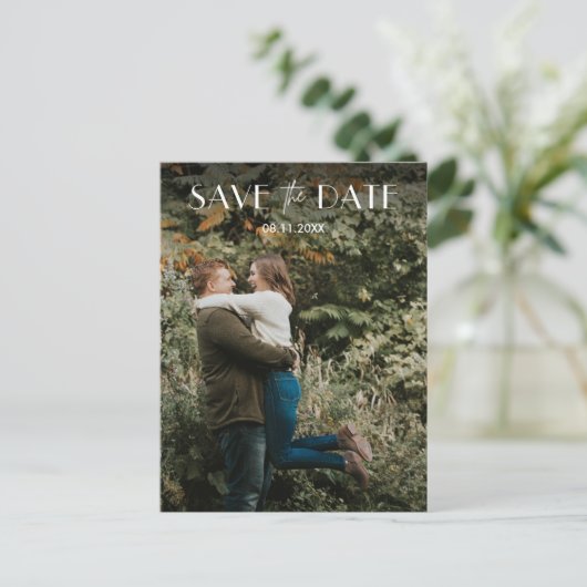 Eenvoudige budgetfoto Weddenschap Save the Date Aankondigingskaart (Staand voorkant)