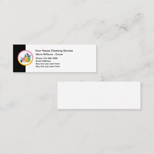 Eenvoudige budgetvriendelijke reinigingsprogramma' mini visitekaartje (Voorkant / Achterkant)