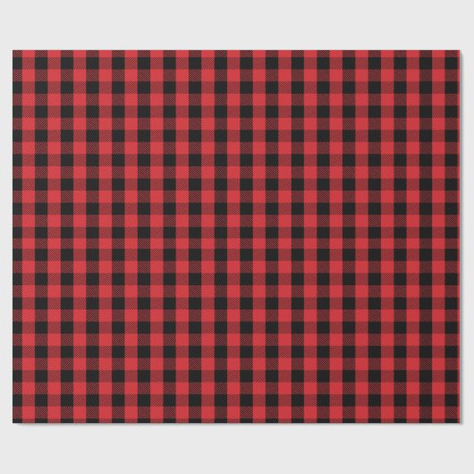 Eenvoudige Buffel Check Patroon Rood Zwart Plaid Cadeaupapier (Vlak)