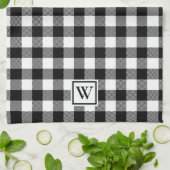 Eenvoudige buffelplaat zwart-wit zwart theedoek (Gevouwen)