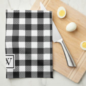 Eenvoudige buffelplaat zwart-wit zwart theedoek (Quarter Fold)